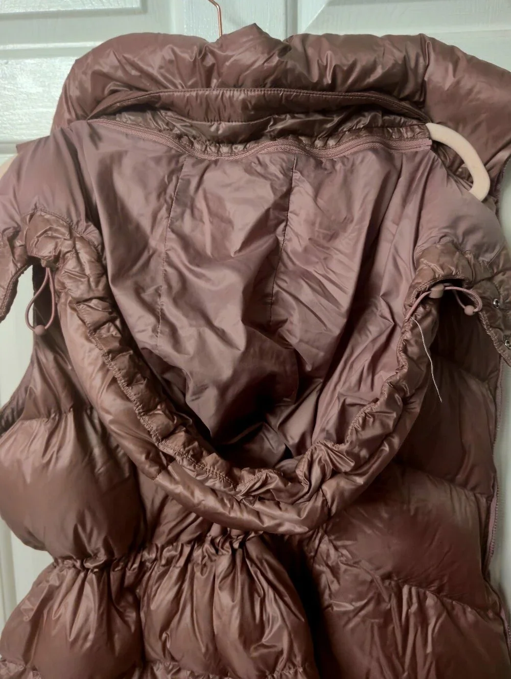 Athleta Womens Long Puffer Vest in Mauve